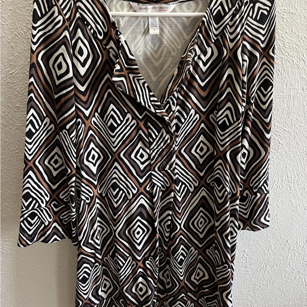 Diane Von Furstenberg Zebra Pattern Silk Blouse